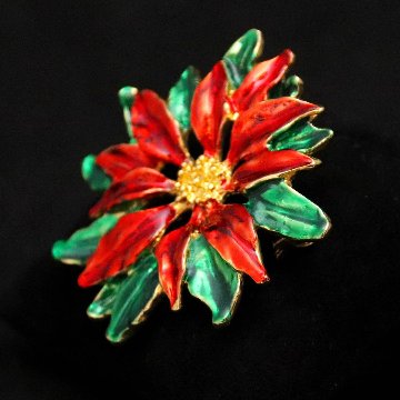 アメリカ ポインセチア クリスマスブローチの画像