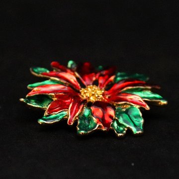 アメリカ ポインセチア クリスマスブローチの画像