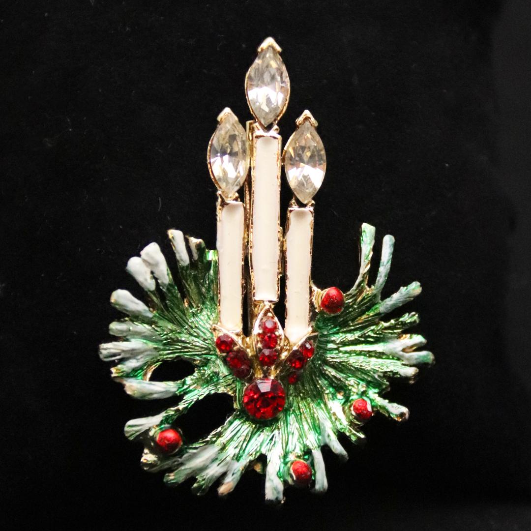 アメリカ キャンドル クリスマスブローチの画像