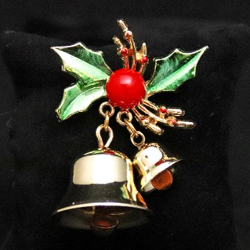 アメリカ ホリーベル クリスマスブローチの画像