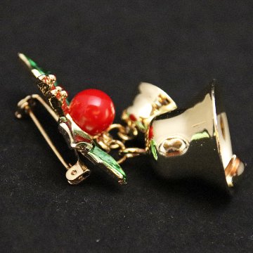 アメリカ ホリーベル クリスマスブローチの画像