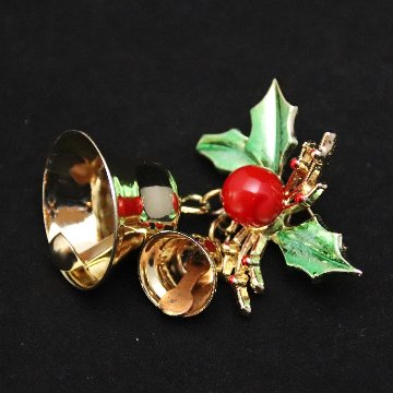 アメリカ ホリーベル クリスマスブローチの画像