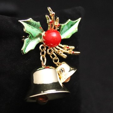 アメリカ ホリーベル クリスマスブローチの画像