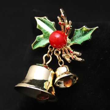アメリカ ホリーベル クリスマスブローチの画像