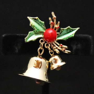 アメリカ ホリーベル クリスマスブローチの画像