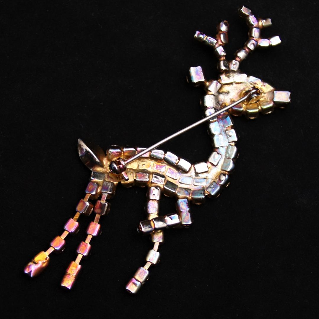 アメリカ トナカイ ラインストーンブローチの画像