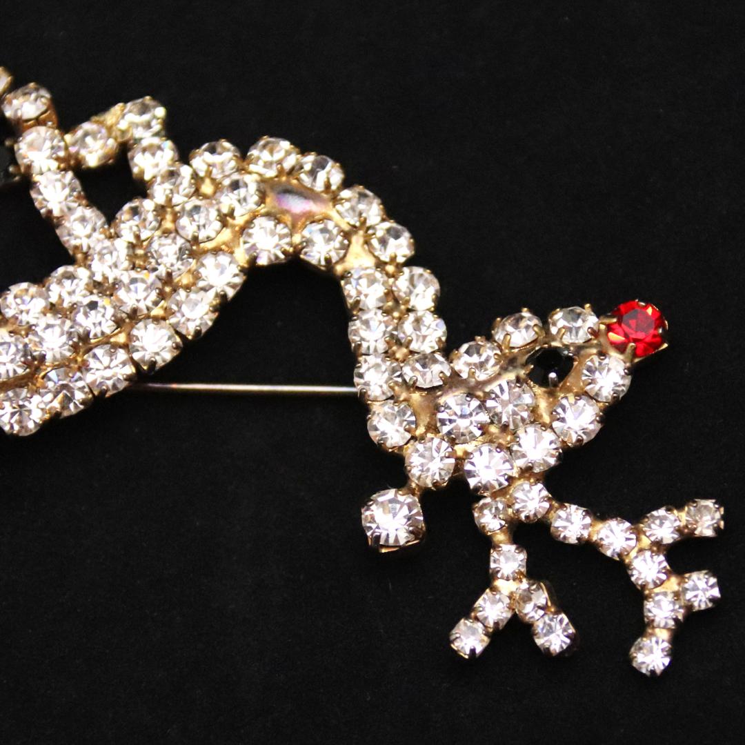 アメリカ トナカイ ラインストーンブローチの画像