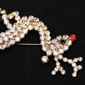 アメリカ トナカイ ラインストーンブローチの画像