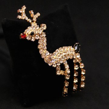 アメリカ トナカイ ラインストーンブローチの画像