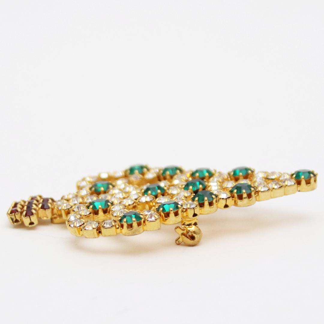 アメリカ クリスマスツリー ラインストーン ブローチの画像