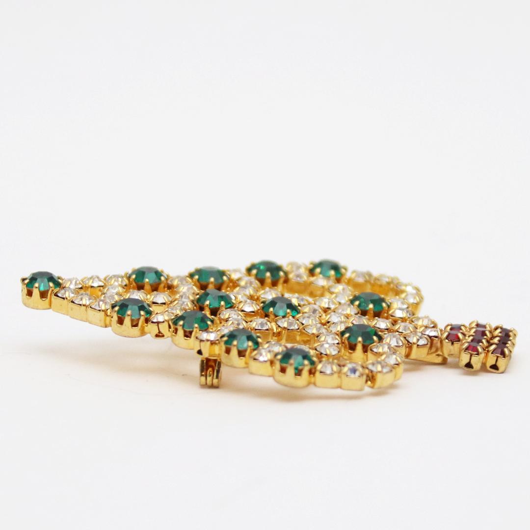 アメリカ クリスマスツリー ラインストーン ブローチの画像