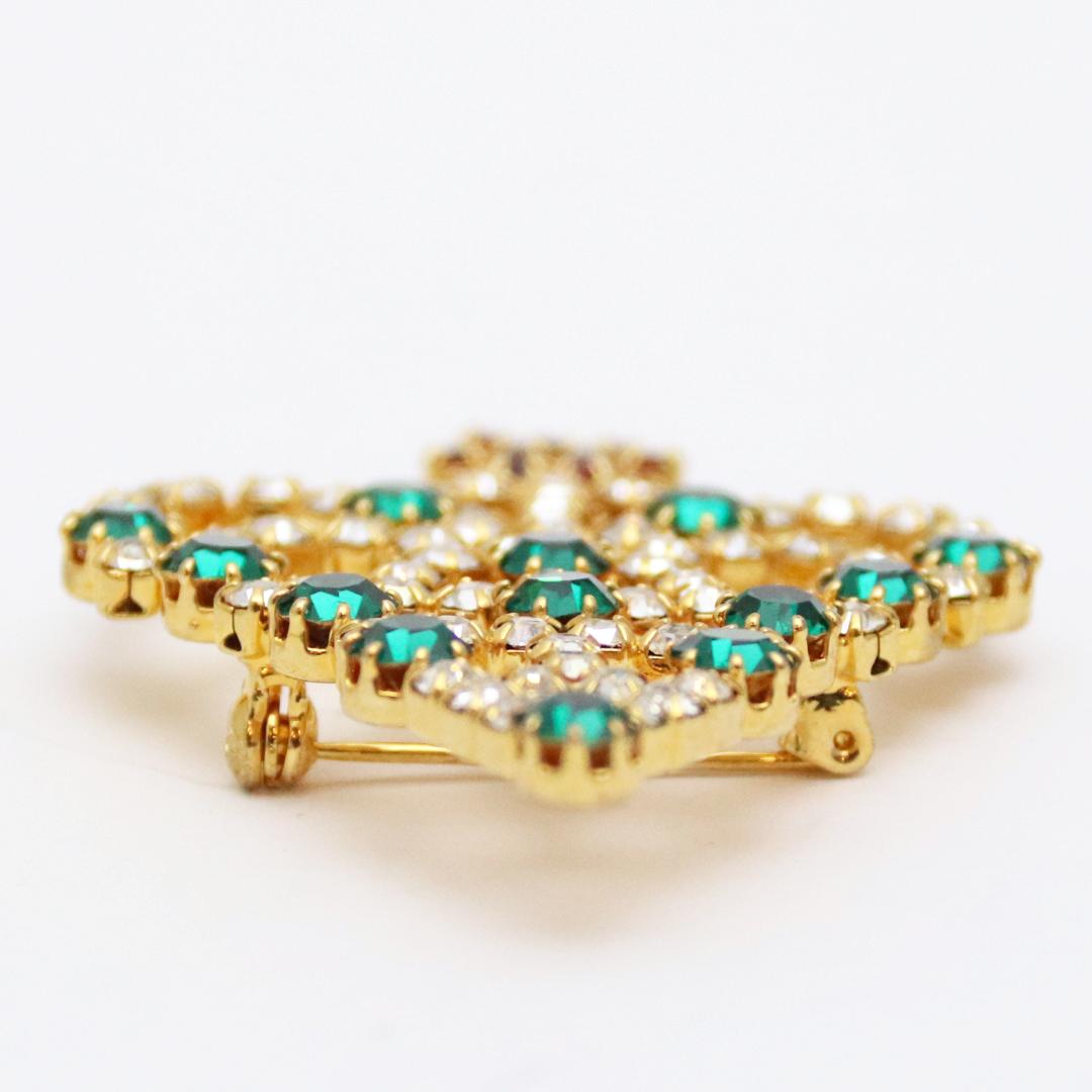 アメリカ クリスマスツリー ラインストーン ブローチの画像