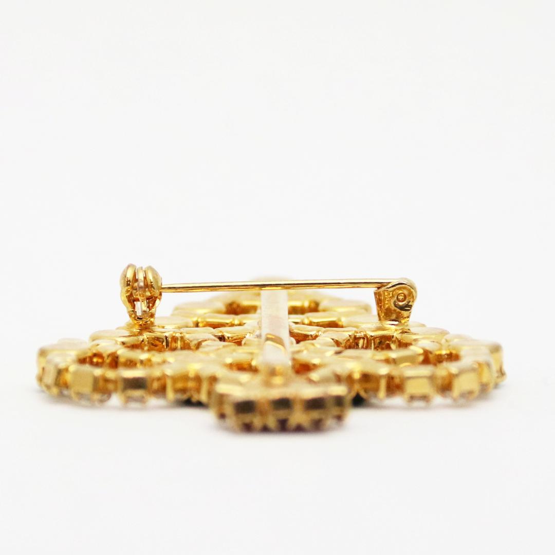 アメリカ クリスマスツリー ラインストーン ブローチの画像