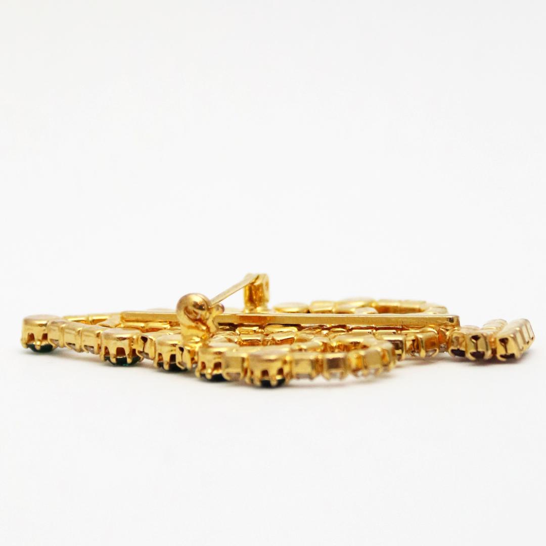 アメリカ クリスマスツリー ラインストーン ブローチの画像