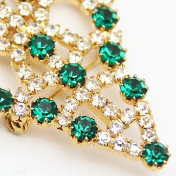 アメリカ クリスマスツリー ラインストーン ブローチの画像