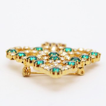 アメリカ クリスマスツリー ラインストーン ブローチの画像