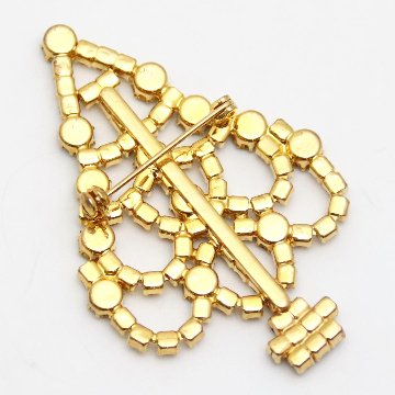 アメリカ クリスマスツリー ラインストーン ブローチの画像