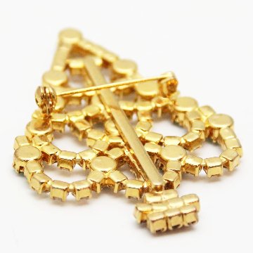 アメリカ クリスマスツリー ラインストーン ブローチの画像