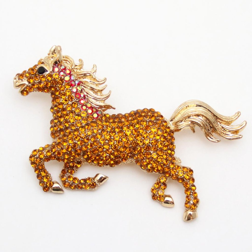 ヴィンテージ ラインストーン ホース ペンダントブローチの画像