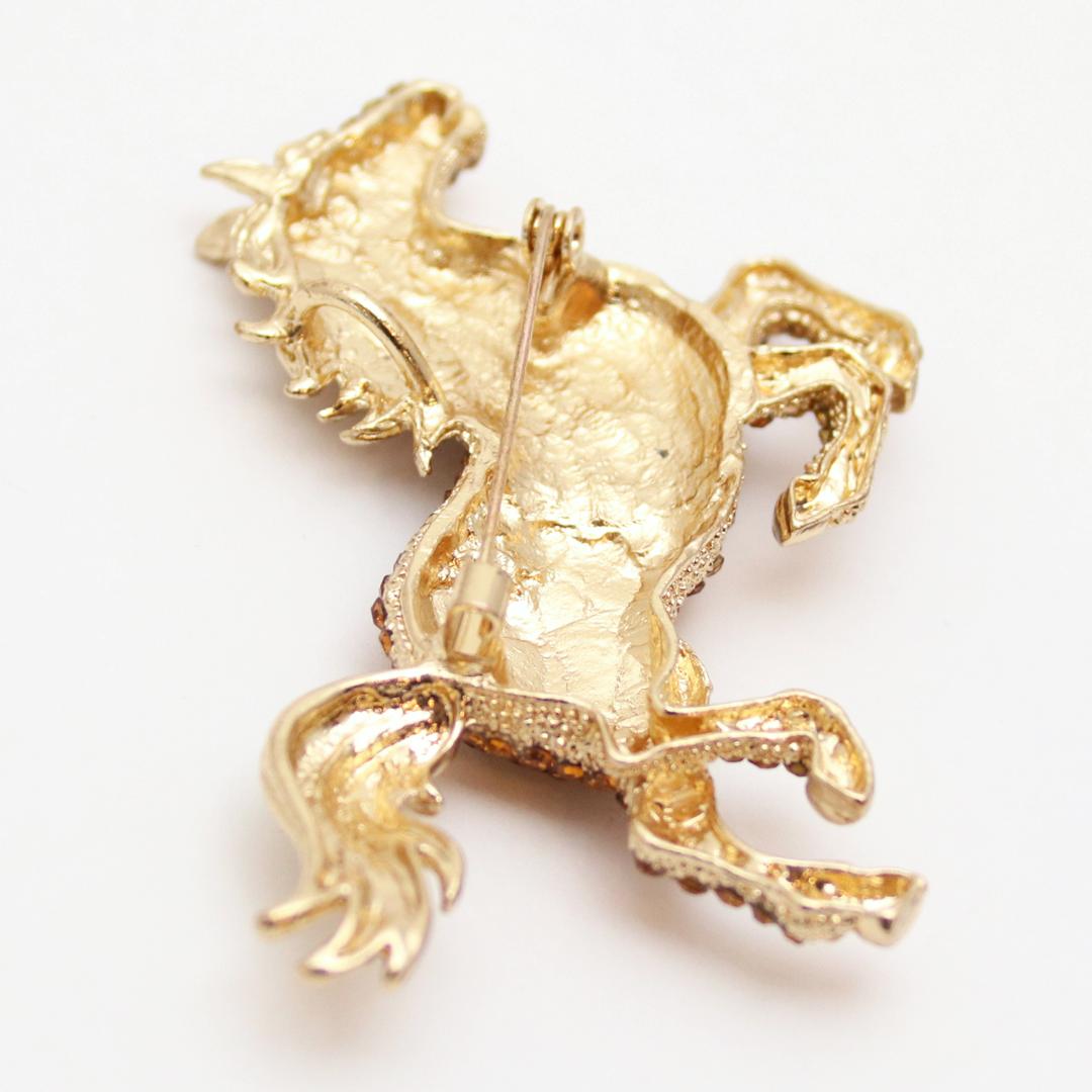 ヴィンテージ ラインストーン ホース ペンダントブローチの画像