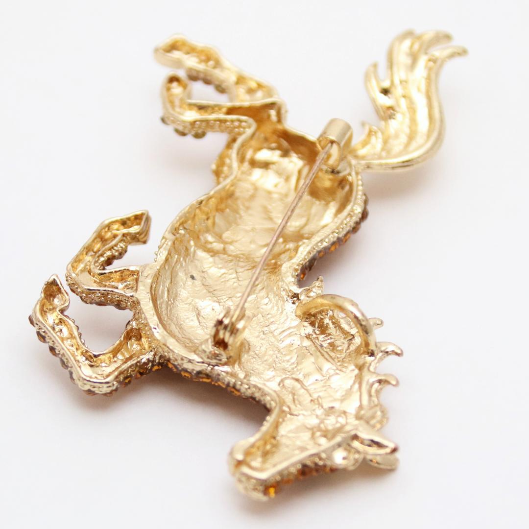 ヴィンテージ ラインストーン ホース ペンダントブローチの画像