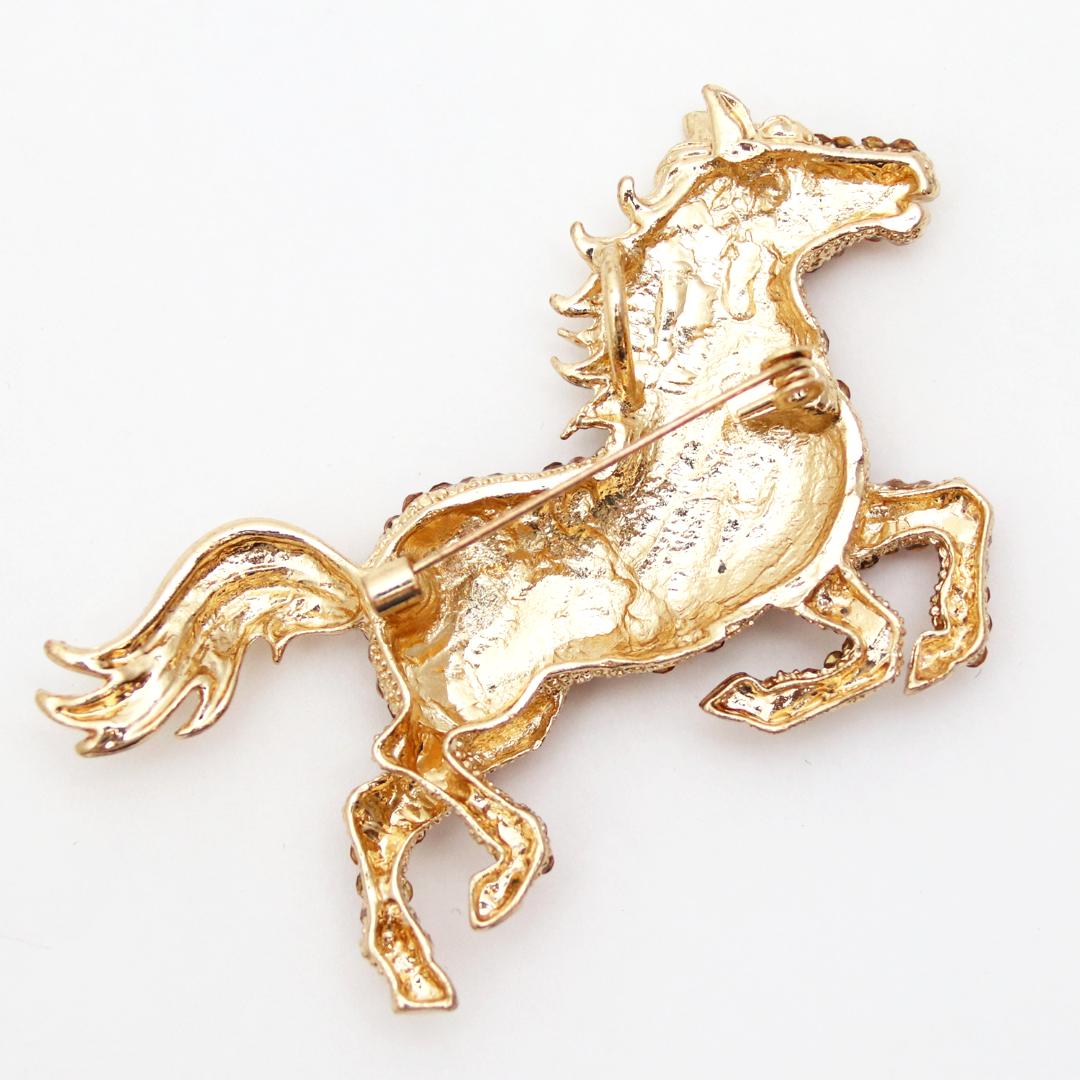 ヴィンテージ ラインストーン ホース ペンダントブローチの画像