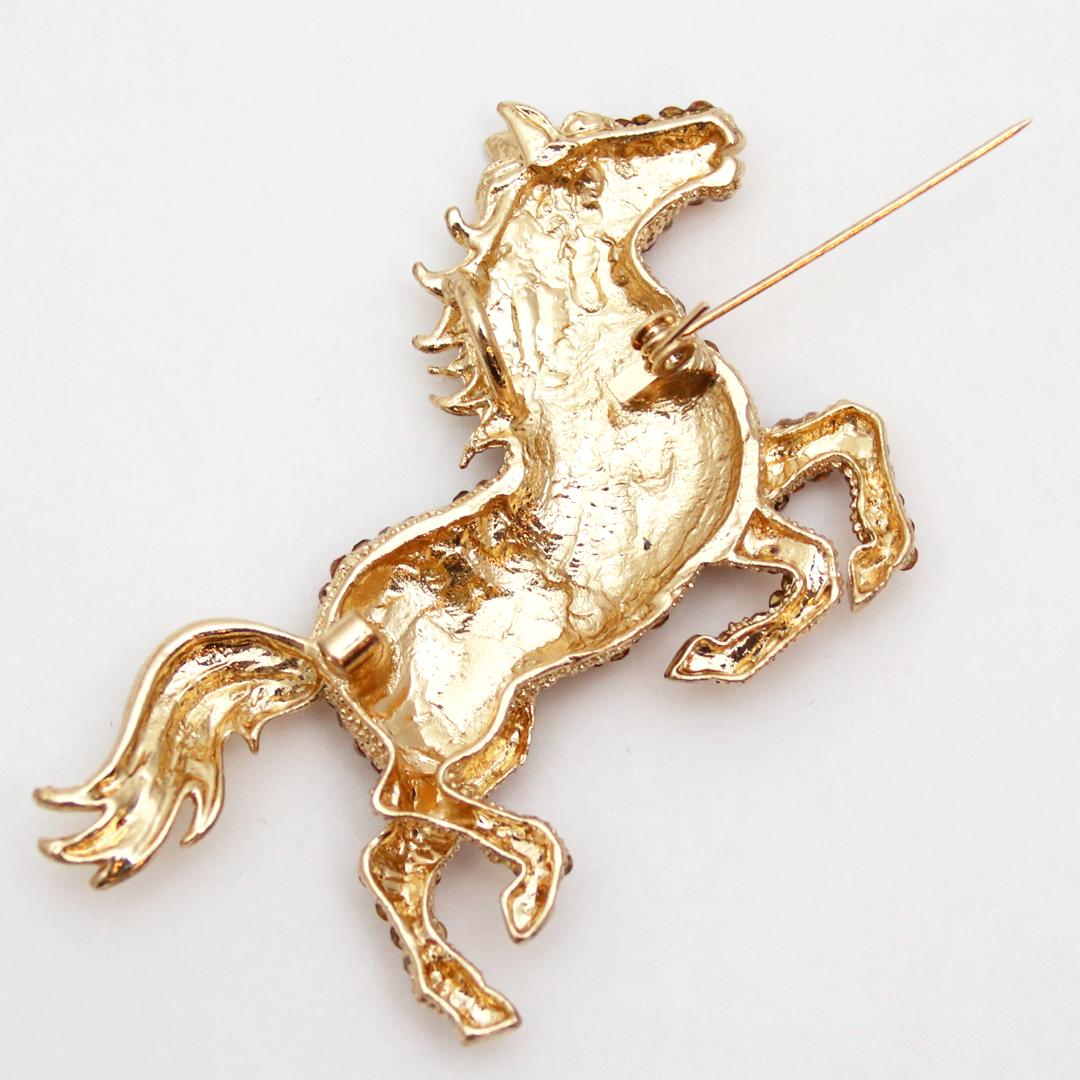 ヴィンテージ ラインストーン ホース ペンダントブローチの画像