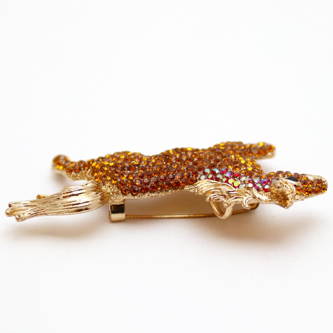 ヴィンテージ ラインストーン ホース ペンダントブローチの画像