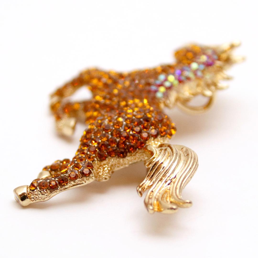 ヴィンテージ ラインストーン ホース ペンダントブローチの画像