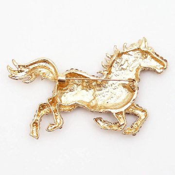 ヴィンテージ ラインストーン ホース ペンダントブローチの画像