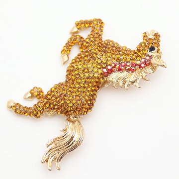 ヴィンテージ ラインストーン ホース ペンダントブローチの画像