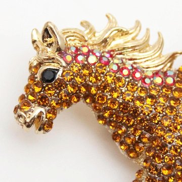 ヴィンテージ ラインストーン ホース ペンダントブローチの画像