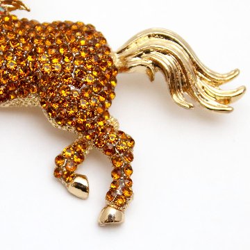 ヴィンテージ ラインストーン ホース ペンダントブローチの画像
