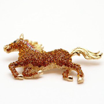 ヴィンテージ ラインストーン ホース ペンダントブローチの画像