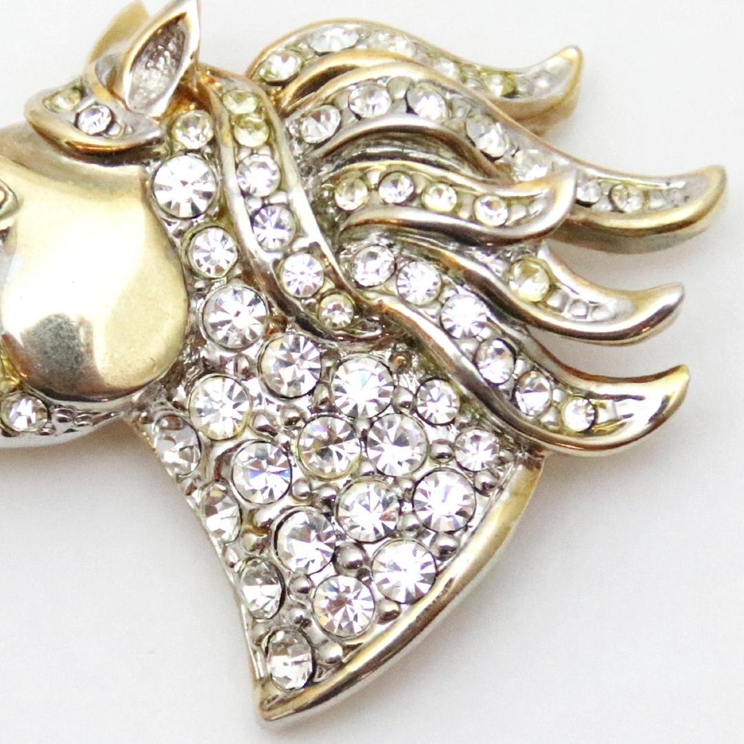 ヴィンテージ ラインストーン ホースヘッド ブローチの画像