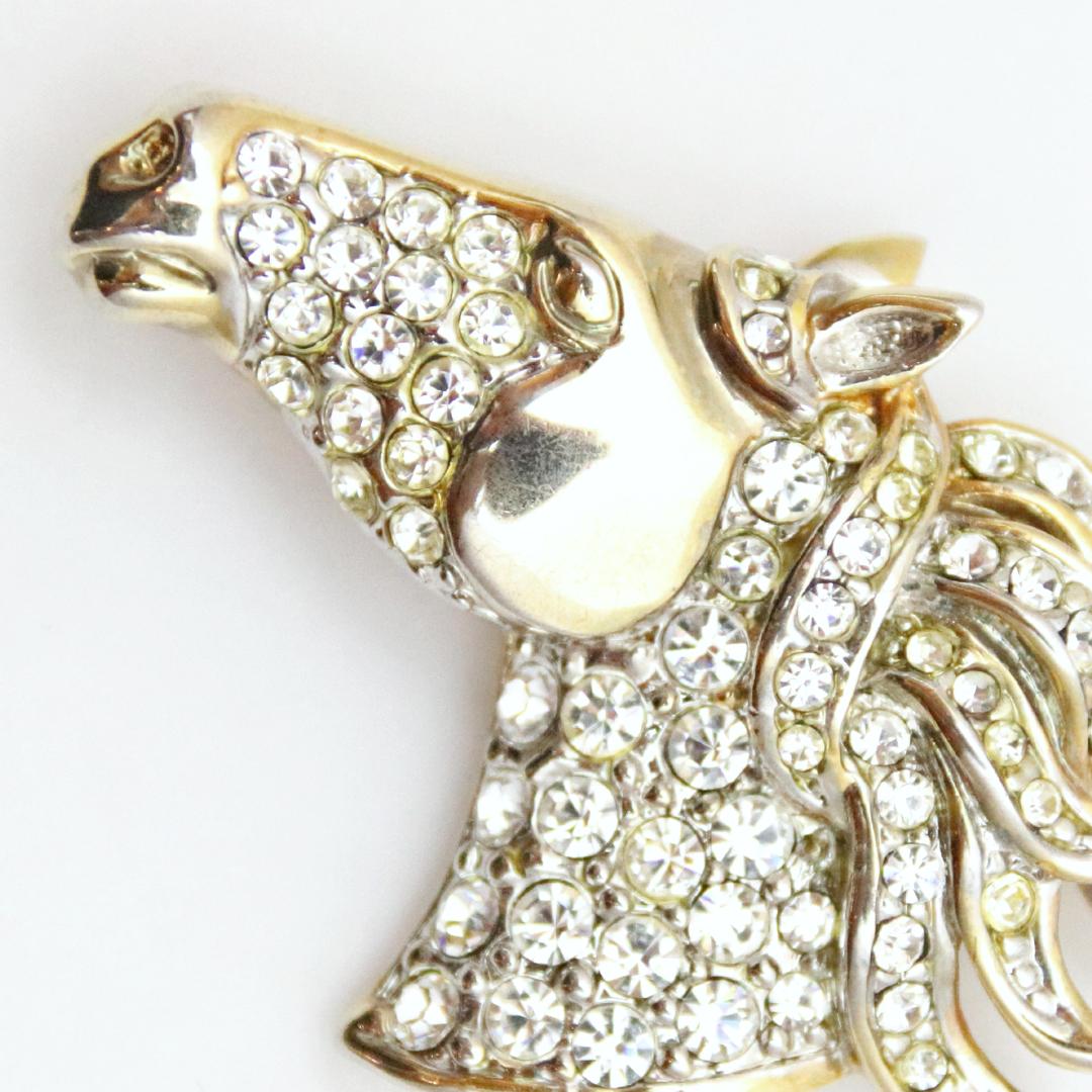 ヴィンテージ ラインストーン ホースヘッド ブローチの画像