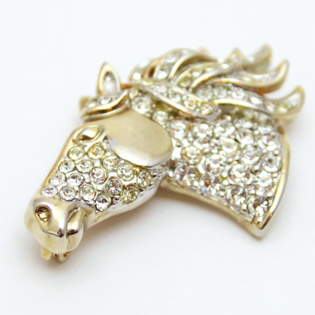 ヴィンテージ ラインストーン ホースヘッド ブローチの画像