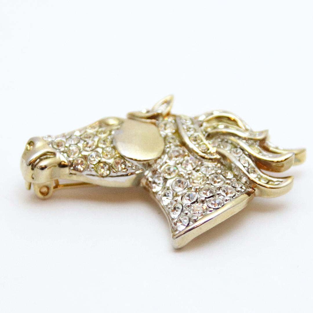 ヴィンテージ ラインストーン ホースヘッド ブローチの画像