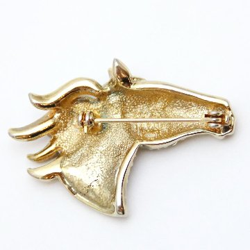 ヴィンテージ ラインストーン ホースヘッド ブローチの画像