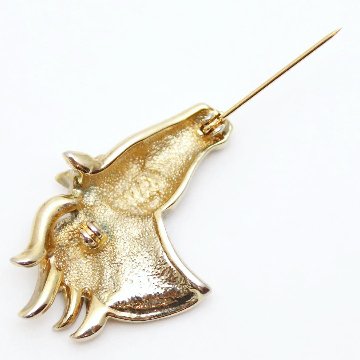 ヴィンテージ ラインストーン ホースヘッド ブローチの画像