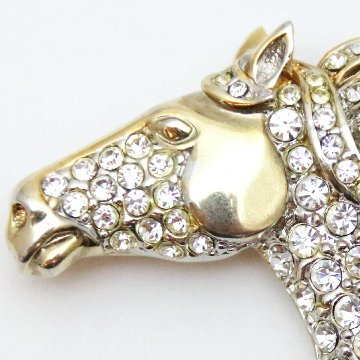 ヴィンテージ ラインストーン ホースヘッド ブローチの画像