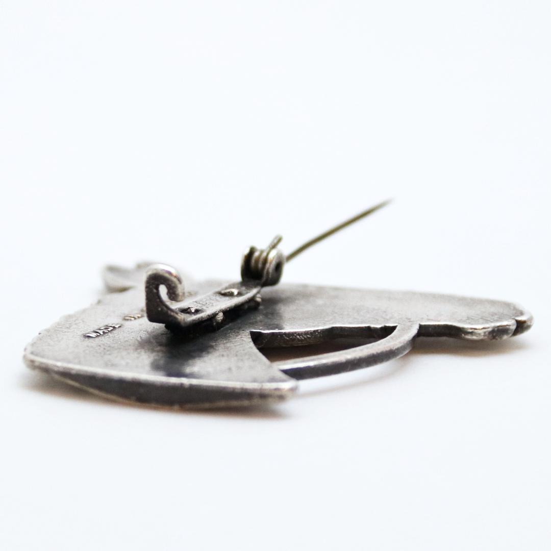 ヴィンテージ コパーメタル ホースヘッドブローチの画像