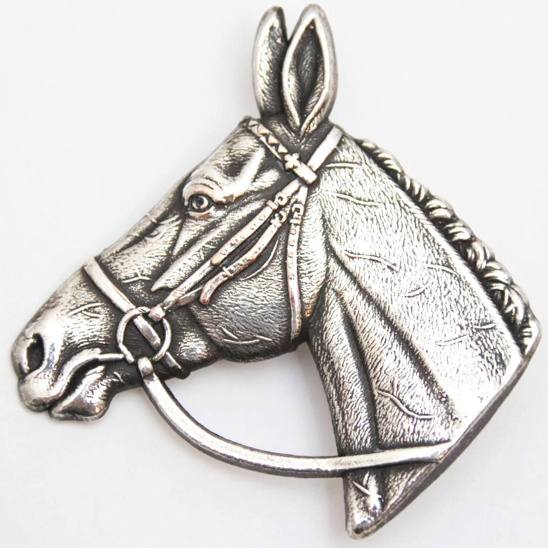 ヴィンテージ コパーメタル ホースヘッドブローチの画像