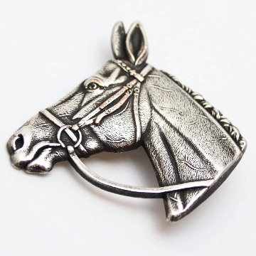 ヴィンテージ コパーメタル ホースヘッドブローチの画像