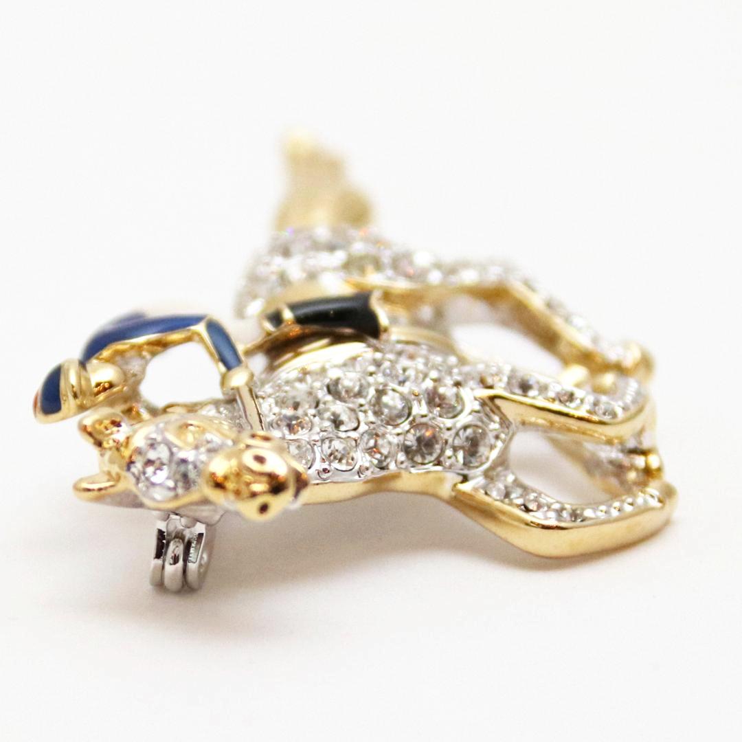 ヴィンテージ ラインストーン ジョッキー＆サラブレッド ブローチの画像