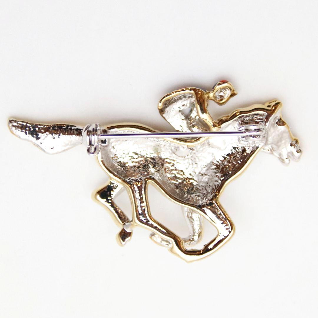 ヴィンテージ ラインストーン ジョッキー＆サラブレッド ブローチの画像