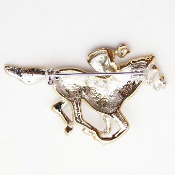 ヴィンテージ ラインストーン ジョッキー＆サラブレッド ブローチの画像