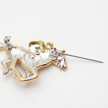 ヴィンテージ ラインストーン ジョッキー＆サラブレッド ブローチの画像