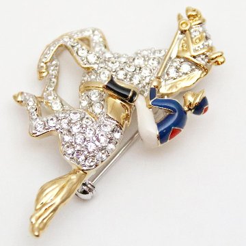 ヴィンテージ ラインストーン ジョッキー＆サラブレッド ブローチの画像