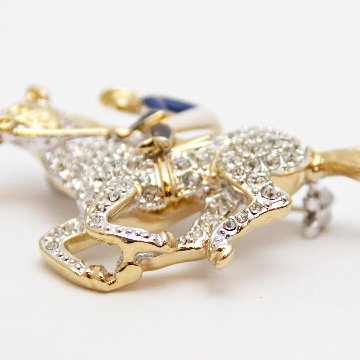 ヴィンテージ ラインストーン ジョッキー＆サラブレッド ブローチの画像